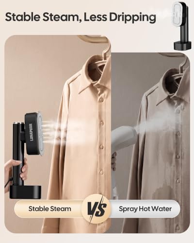 Travel Garment Steamer & Iron 2-in-1 Handheld Clothing Steamer Portable Black