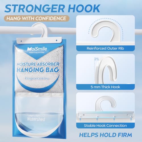 Large Capacity Hanging Moisture Absorber Bags - Unscented, 3 Pack - Fragrance Free