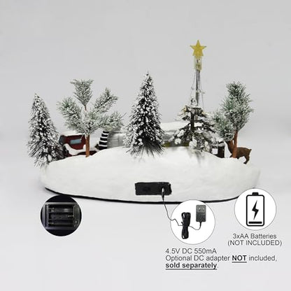 Musical LED Christmas Camper Scene Decor - Holiday Village Display