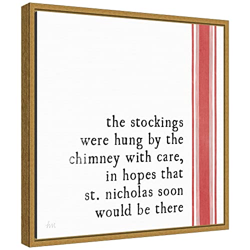 Christmas Wall Art Canvas 16x16 Framed Holiday Decor Minimalist Artwork