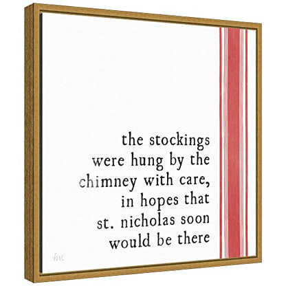 Christmas Wall Art Canvas 16x16 Framed Holiday Decor Minimalist Artwork