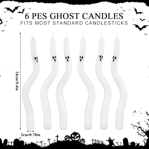 Halloween Ghost Candle Set - White Taper Candles for Centerpieces & Decorations