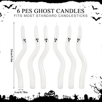 Halloween Ghost Candle Set - White Taper Candles for Centerpieces & Decorations