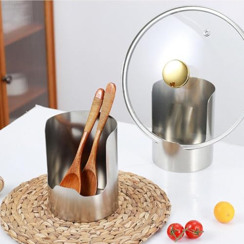 Silver 2-in-1 Multi-functional Kitchen Utensil & Lid Holder - Space-Saving Stainless Steel Rack