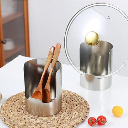 Silver 2-in-1 Multi-functional Kitchen Utensil & Lid Holder - Space-Saving Stainless Steel Rack