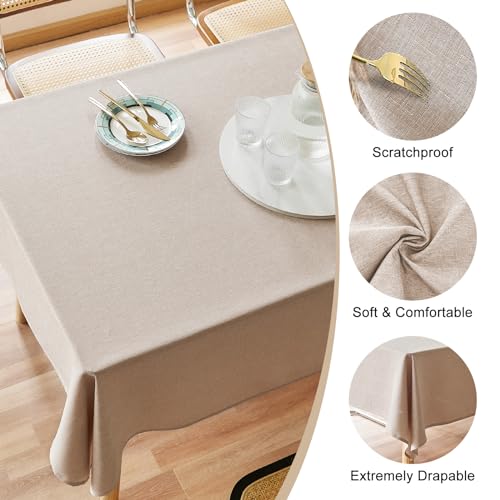 AUSSPVOCT Textured Linen Tablecloth Rectangle 52x70 Waterproof Spill-Proof Wipeable Table Cloth Wrinkle Free Linen Outdoor Table Cover for Birthday Party Farmhouse Tablecloths Up to 54''X36'' Tables