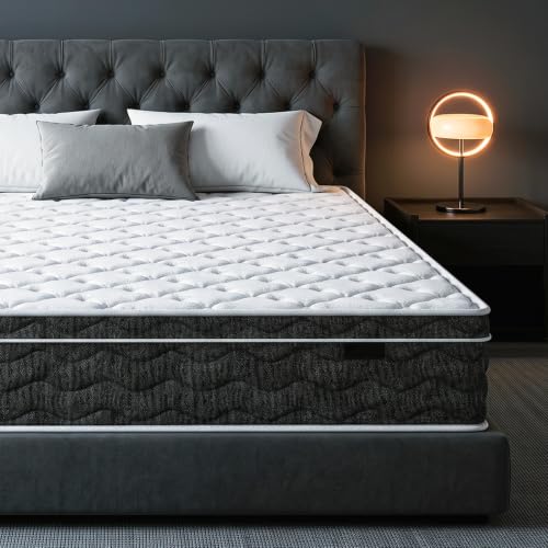 Grey 12-Inch Queen Size Mattress in a Box - Hybrid Gel Foam Support