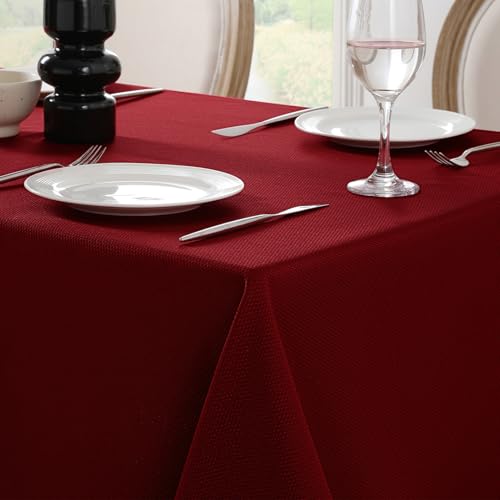 Red Christmas Rectangle Jacquard Tablecloth 60 x 84 Inches - Holiday Decor