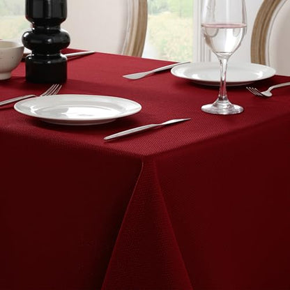 Red Christmas Rectangle Jacquard Tablecloth 60 x 84 Inches - Holiday Decor