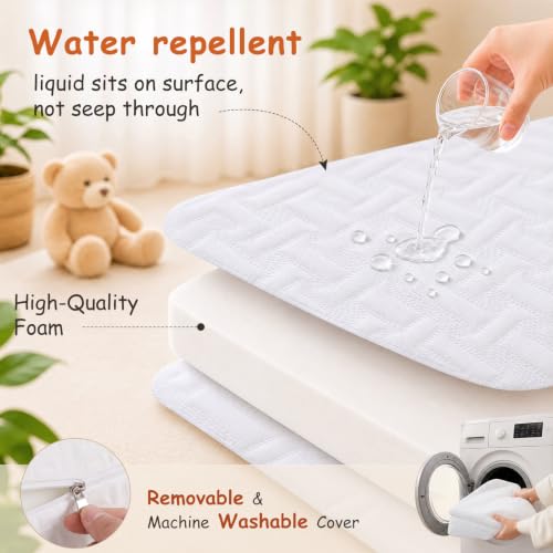 Baby Pack and Play Mattress 38x26 Waterproof Breathable Foam with Washable Cover