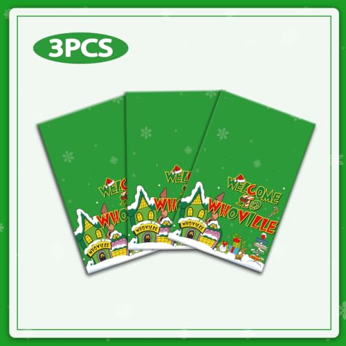3-Pack Christmas Tablecloths 108x54 Inch Waterproof Holiday Party Decor