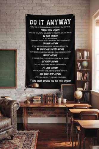 Motivational Wall Art Tapestry 3x5 Ft - Inspirational Quotes Banner for Home Office Gym