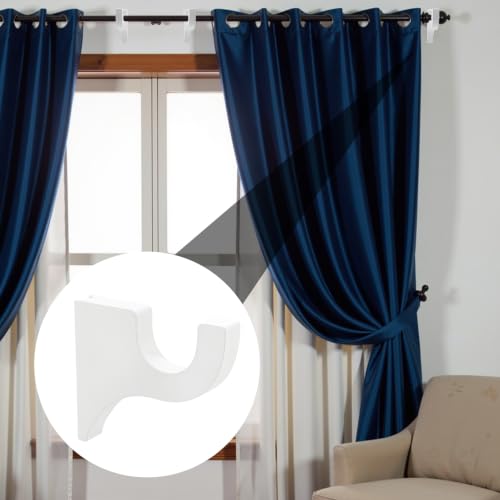 White Curtain Rod Holders Pack of 4 - 3-1/2 Inch Wooden Brackets for 2 Inch Poles