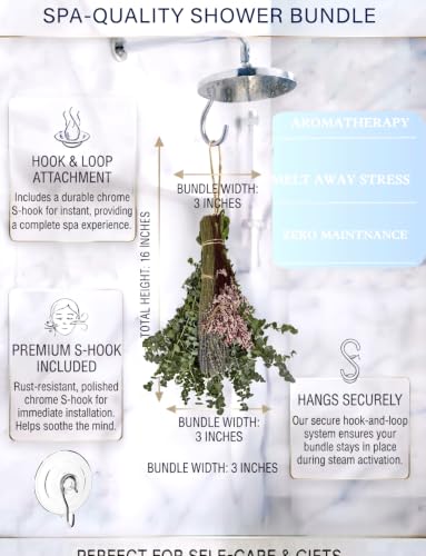 Preserved Dried Floral Shower Bouquet with Lavender & Eucalyptus - Aromatherapy Bathroom Decor