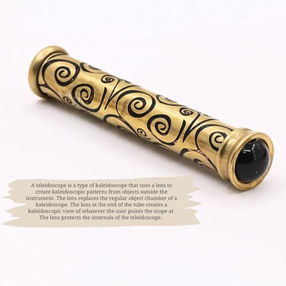 Brass Handmade Teleidoscope with Wooden Stand - Vintage Nautical Kaleidoscope Gift