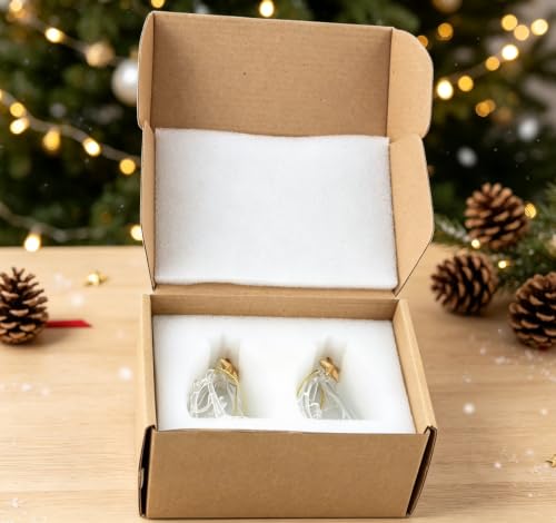 Glass Nativity Christmas Tree Ornaments Set of 2 with Gold Star - Holiday Decor