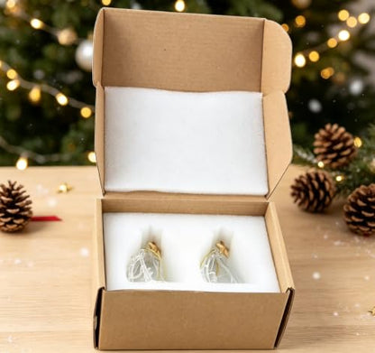 Glass Nativity Christmas Tree Ornaments Set of 2 with Gold Star - Holiday Decor