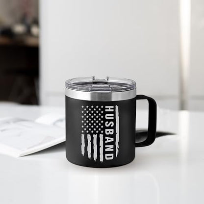 Personalized Husband Gift Tumbler 14oz Stainless Steel with Lid - Anniversary & Birthday Gift for Him