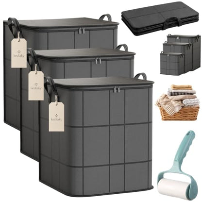 XL 23.6x27.6 Inch Large Moving Storage Bin with Reinforced Handles - Foldable Clothes & Bedding Organizer
