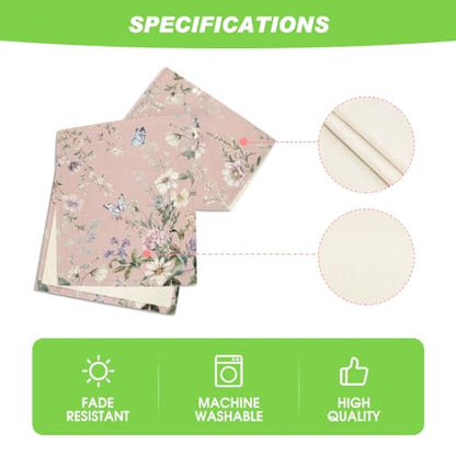 Pink Wildflower Leaf Spring Table Runner 13x72 Inch Home Decor