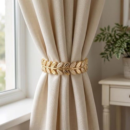 2 Pack Golden Olive Leaf Curtain Tiebacks Holdbacks Holders - Variation 021
