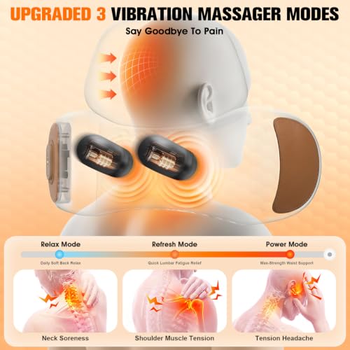 Grey 3-in-1 Cordless Neck Massager Pillow with Heat & Traction