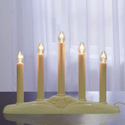5 Light Vintage Electric Candolier Window Candles with Ivory Bases - 6 C7 Bulbs, Variation: Clear+5 Lights