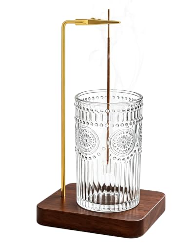 Vintage Glass Incense Holder for Sticks - Brown Embossed Design