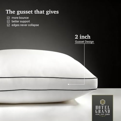Queen Size Hotel Support Gusset Pillow Set of 2 White - Medium Firm