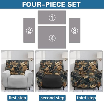 Washable Recliner Chair Cover Camo Leaves - Stretch & Pet-Friendly