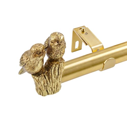 Bird Curtain Rod Finials Antique Gold Decorative Drapery Accessories