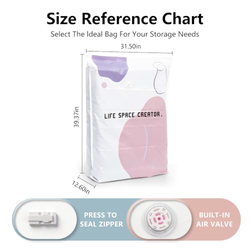 Large White Space Bags No-Pump Vacuum Storage - Reusable Compression Bag