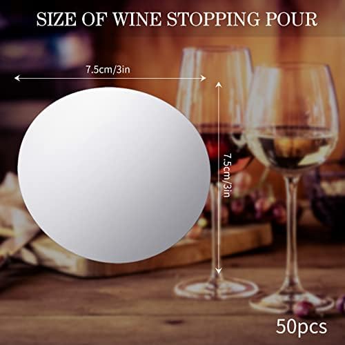 Skyley 50 Pieces Silver Wine Pourer Liquor Stopping Pouring Discs Aluminum Foil Wine Whisky Pourer Thin Reusable Spout Disks for Beverage Beer Liquid Dispenser Bar Party Gift