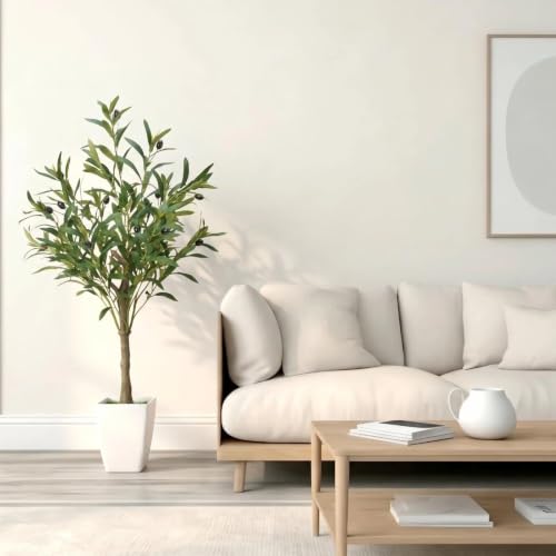 Small Faux Olive Tree 3FT with White Planter - Realistic Artificial Indoor Plant