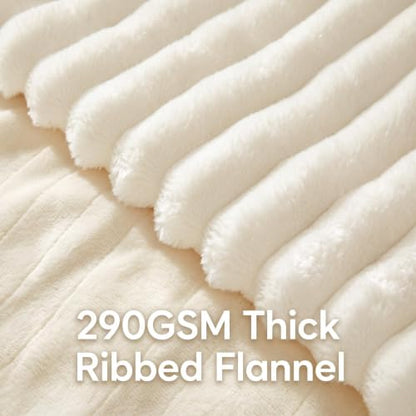 Cream Heated Blanket Electric Throw 50x60 Inch 290 GSM Flannel
