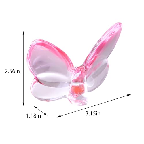 Pink Butterfly Crystal Figurines - Glass Wedding & Holiday Decor - 2 Pack