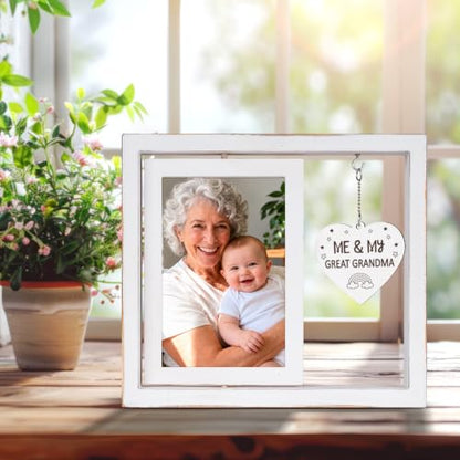White Great Grandma Photo Frame Keepsake - Pregnancy Announcement Gift for Great Grandma