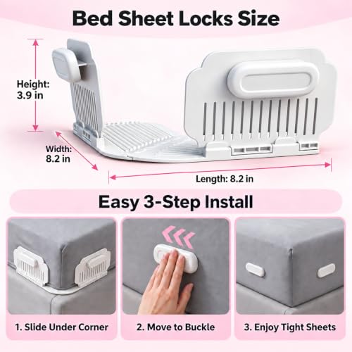 4 Pack Bed Sheet Holders for Corners - Keep Sheets Taut & Secure