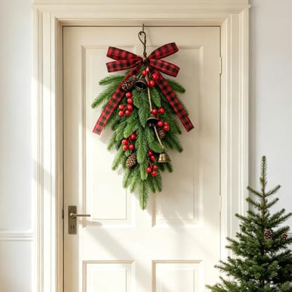 2Pcs 19.7-Inch Lighted Christmas Teardrop Swag for Front Door Decor - Variation of THIS listing