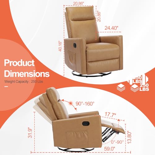 Recliner Chair with 360° Swivel & Gliding Function - Adjustable Armchair for Living Room or Nursery