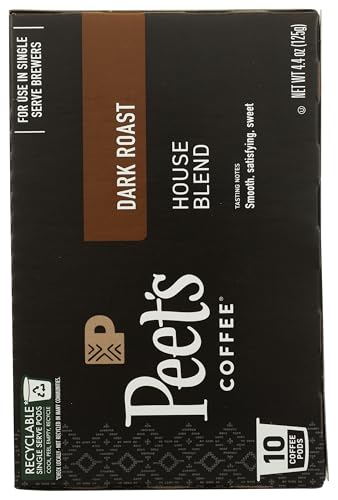 Peet's Coffee House K Cup Coffee Pods for Keurig Brewers, Dark Roast, 10 Pods, 4.4 oz