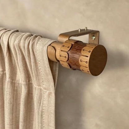 Faux Wood Curtain Rod 72-144 Inch Telescoping Heavy Duty with Finials