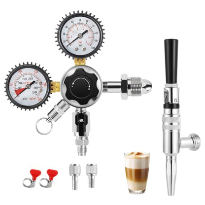Nitrogen Regulator for Cold Brew Keg with CGA-580 Fitting and Dual Gauges