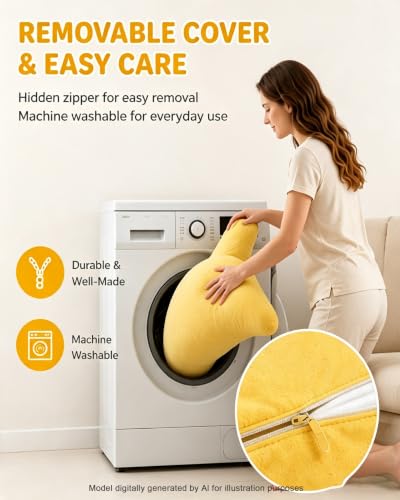 Giant Moon Body Pillow with Ergonomic Curved Design - Winter Beige