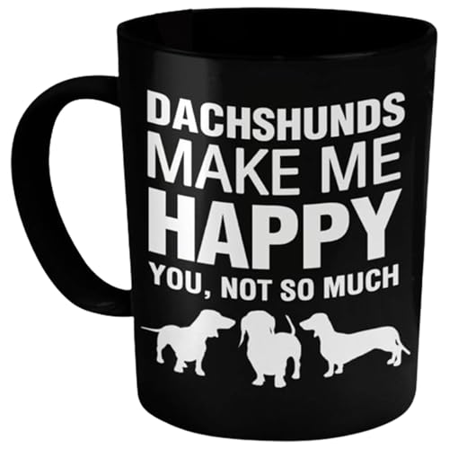 Dachshund Mug - DogsMakeMeHappy 11 Oz Ceramic Coffee Cup - Funny Gift