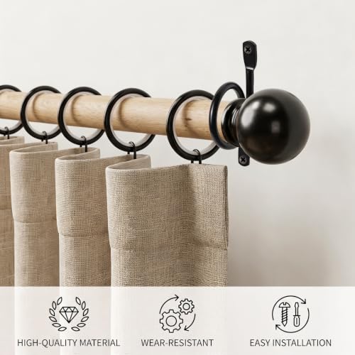 2 Pack Metal Curtain Rod Holders for 1.5 Inch Diameter Rods - Black, Rust-Proof