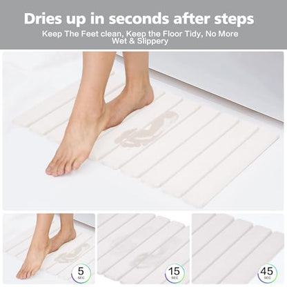 White Foldable Diatomaceous Bath Mat 23.6x15.4 Inches, 2-Pack