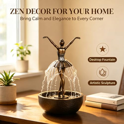 Elegant Ballerina Water Fountain for Home & Office Decor - 1pcs