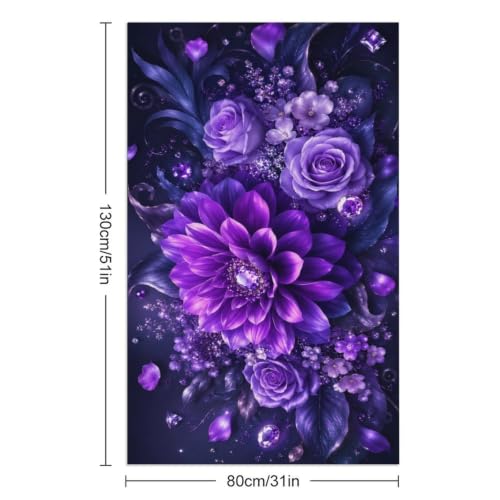 Jewel-Toned Floral Bouquet with Gems Oversized Beach Towel 51x31 - Soft Absorbent Travel & Pool Towel