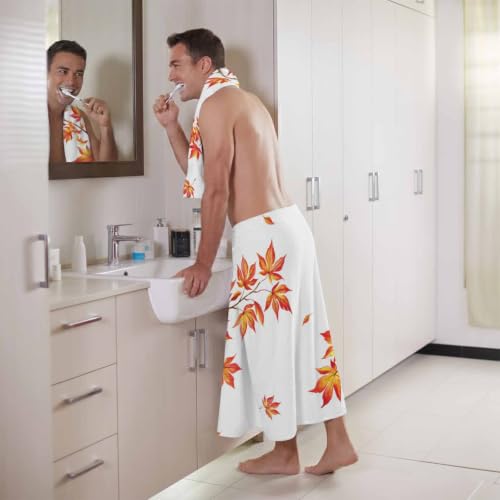 Thanksgiving Fall Bath Towel Set of 3 with Red White Variations - Microfiber Absorbent Luxury Bathroom Towels for Kitchen & Beach